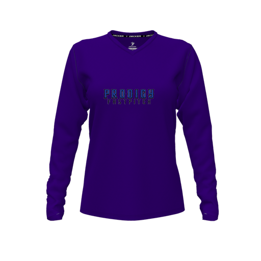 [CUS-DFW-TEES-PER-VNK-LSL-PUR-FYXS-LOGO2] Performance T-Shirt (Female Youth XS, Purple, V Neck, Logo 2, Long Sleeve)