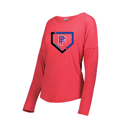 [3077.V96.S-LOGO1] Ladies LS Ultra-blend T-Shirt (Female Adult S, Red, Logo 1)